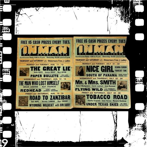 5 Vintage Inman Theatre Movie Placards 1940s Film Advertising Posters - Picture 8 of 10